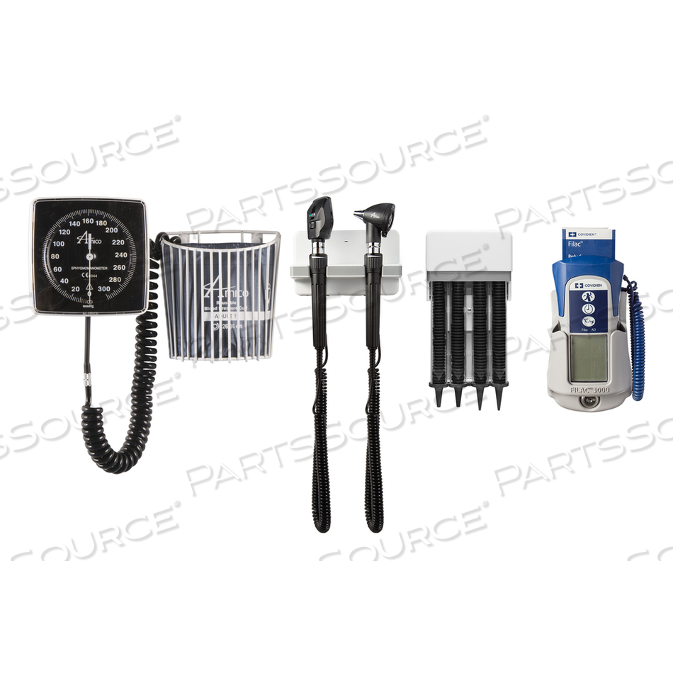 DIAGNOSTIC STATION WITH LED COAXIAL OPHTHALMOSCOPE AND FIBER OPTIC OTOSCOPE, SPECULA DISPENSER, ORAL  THERMOMETER. [COMPATIBLE W/ WELCH ALLYN HALOGEN HEADS] by Amico Accessories