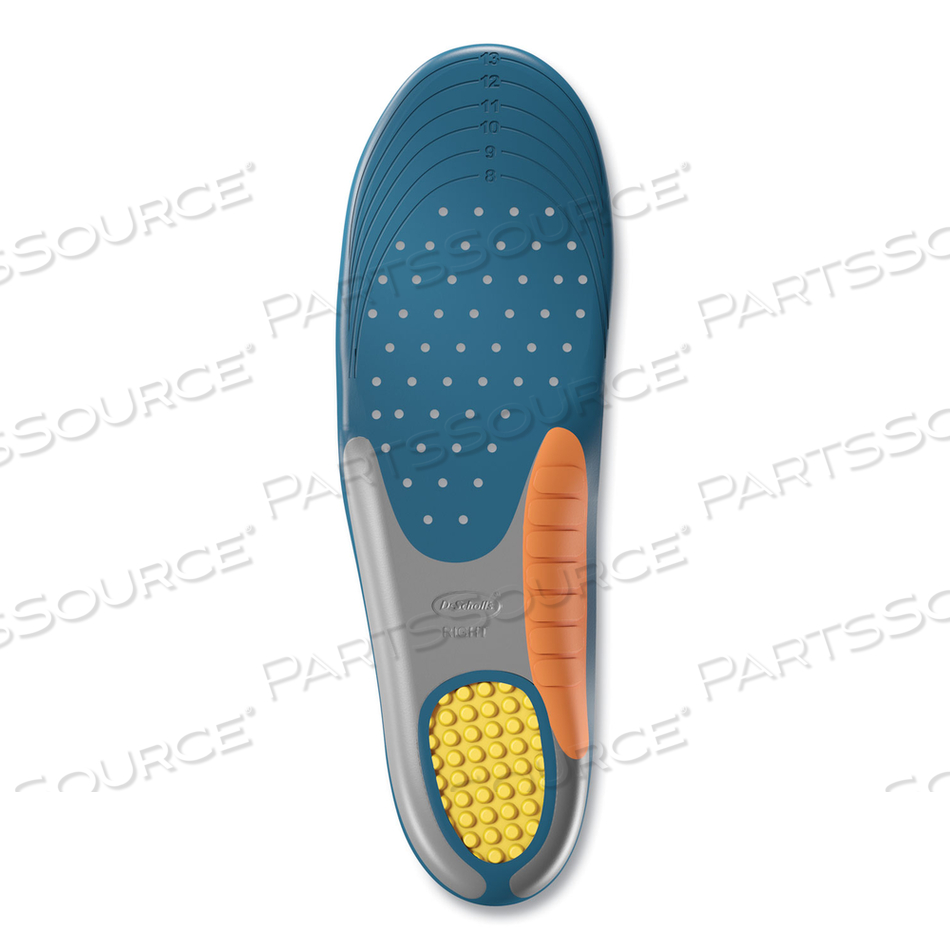 PAIN RELIEF ORTHOTIC HEAVY DUTY SUPPORT INSOLES, MEN SIZES 8 TO 14, GRAY/BLUE/ORANGE/YELLOW, PAIR by Dr. Scholl's