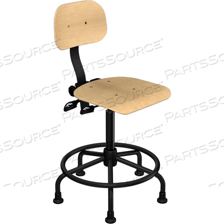 SHOP STOOL - WOOD - HEIGHT ADJUSTABLE 19 - 26" 