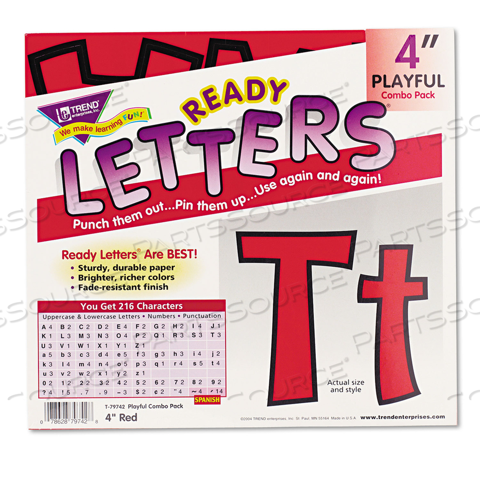 READY LETTERS PLAYFUL COMBO SET, RED, 4"H, 216/SET by Trend