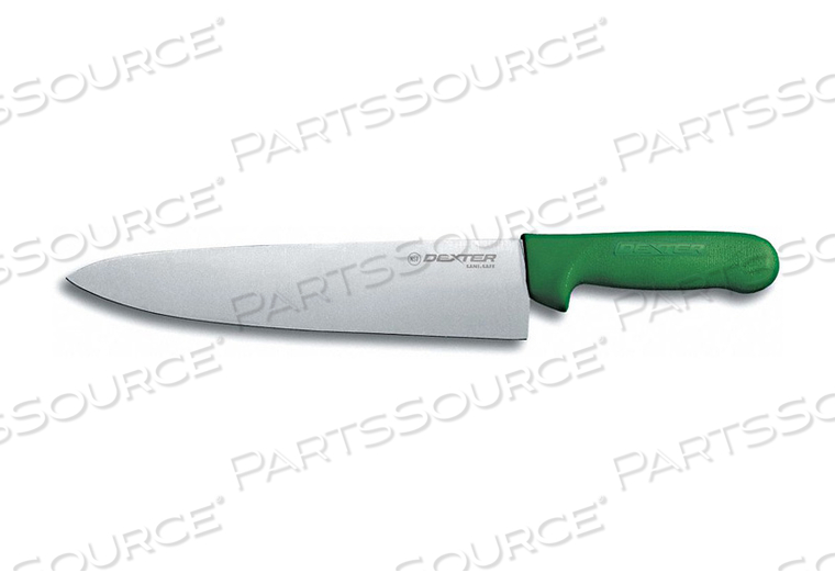COOK'S KNIFE, HIGH CARBON STEEL, STAMPED, GREEN HANDLE, 10"L by Dexter Russell