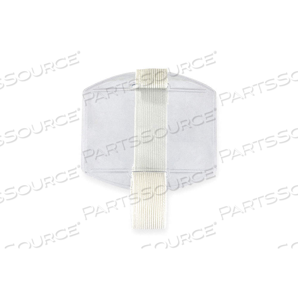 ARM BAND BADGE HOLDER, VERTICAL, BLANK, CLEAR, VINYL, 4 3/10 IN LG, 4 IN WD by Approved Vendor