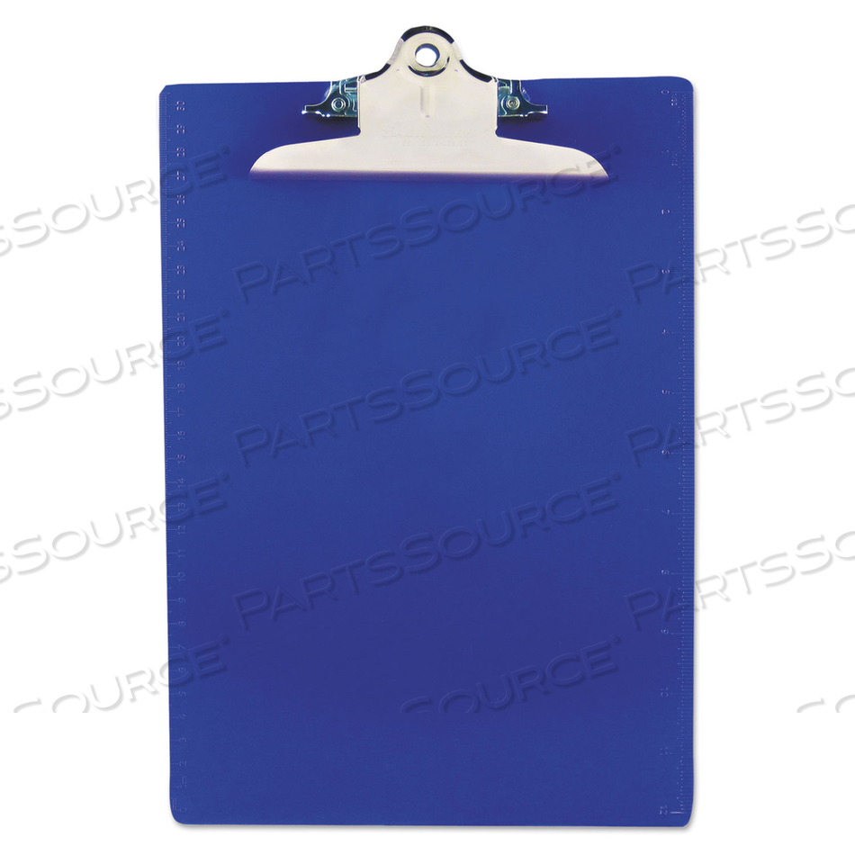 RECYCLED PLASTIC CLIPBOARD WITH RULER EDGE, 1" CLIP CAPACITY, HOLDS 8.5 X 11 SHEETS, BLUE by Saunders RECYCLED PLASTIC CLIPBOARD WITH RULER EDGE, 1" CLIP CAPACITY, HOLDS 8.5 X 11 SHEETS, BLUE by Saunders