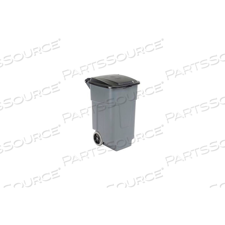 SQUARE ROLLING WASTE CONTAINER TRASH CAN WITH HINGED LID 50 GALLON, GRAY 