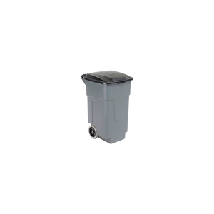 SQUARE ROLLING WASTE CONTAINER TRASH CAN WITH HINGED LID 50 GALLON, GRAY by Carlisle