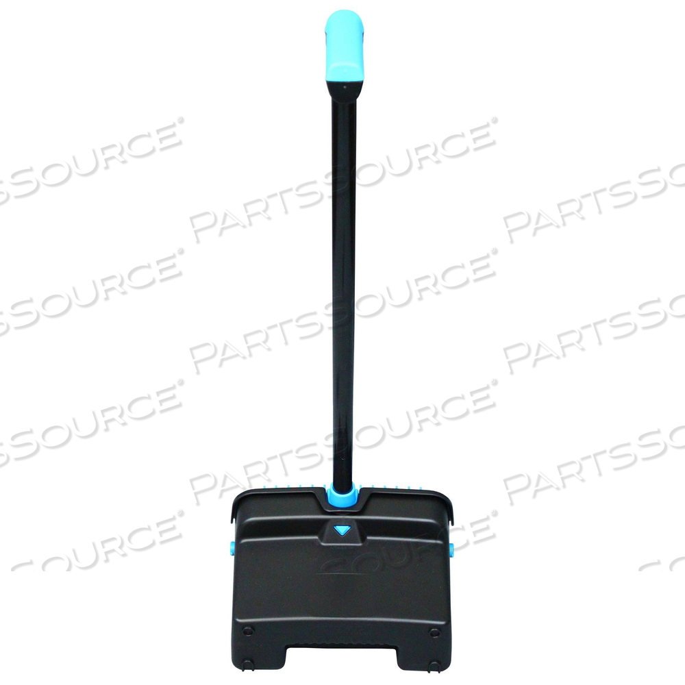 LOBBYMASTER PLASTIC DUST PAN, 12.32" WIDE, 31.84" ALUMINUM HANDLE, BLUE/BLACK by Impact Products