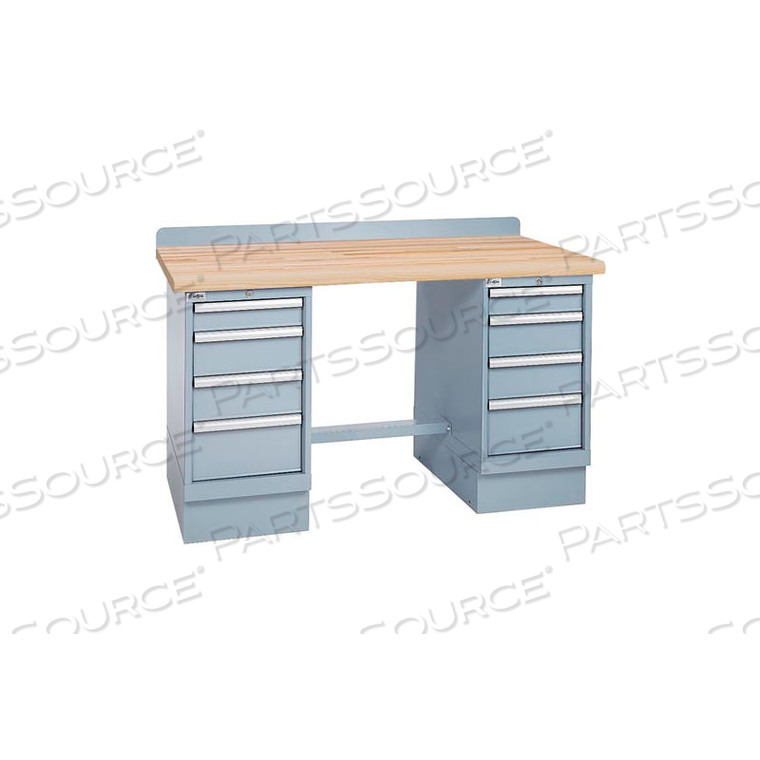 TECHNICAL WORKBENCH W/4 DRAWER CABINETS, BUTCHER BLOCK TOP - GRAY by Lista International Corporation (North America)