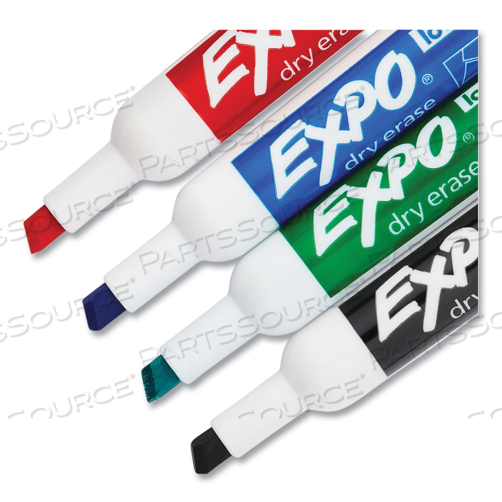 LOW-ODOR DRY-ERASE MARKER, PEGGABLE CARD, BROAD CHISEL TIP, ASSORTED COLORS by Expo
