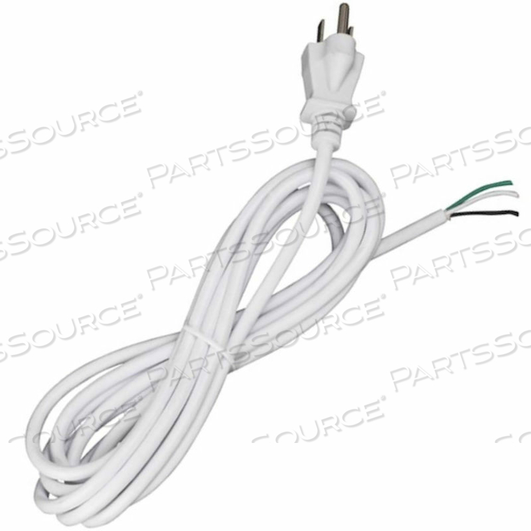 10 FT. HEAVY DUTY CORD SET 18/3 SJT -105-#176,C, WHITE by Satco