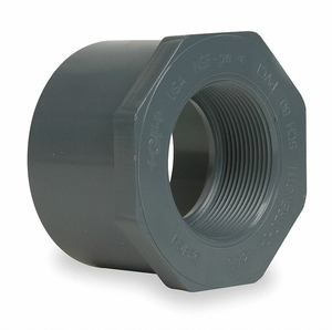 REDUCING BUSHING, 1/2 IN X 3/8 IN FITTING PIPE SIZE, SCHEDULE 80, MALE SPIGOT X FEMALE NPT, GRAY by GF Piping Systems