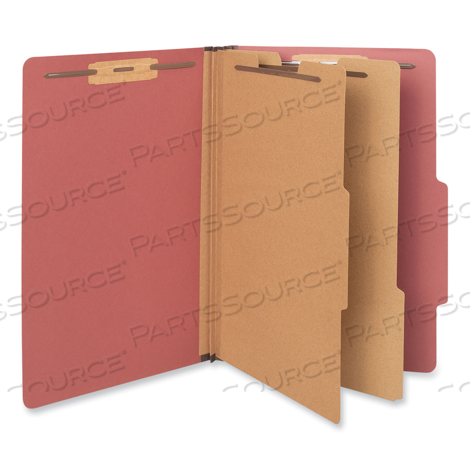 SIX-SECTION PRESSBOARD CLASSIFICATION FOLDERS, 2" EXPANSION, 2 DIVIDERS, 6 FASTENERS, LEGAL SIZE, RED EXTERIOR by Universal