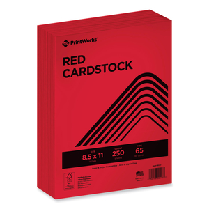 COLOR CARDSTOCK, 65 LB COVER WEIGHT, 8.5 X 11, RED, 250/REAM by PrintWorks Professional