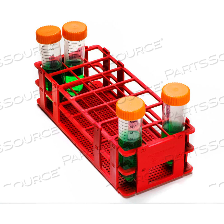 NO-WIRE PP TEST TUBE RACK, FOR 25-30MM TUBES, 21 PLACES, RED, 1/PK by Bel-Art Products