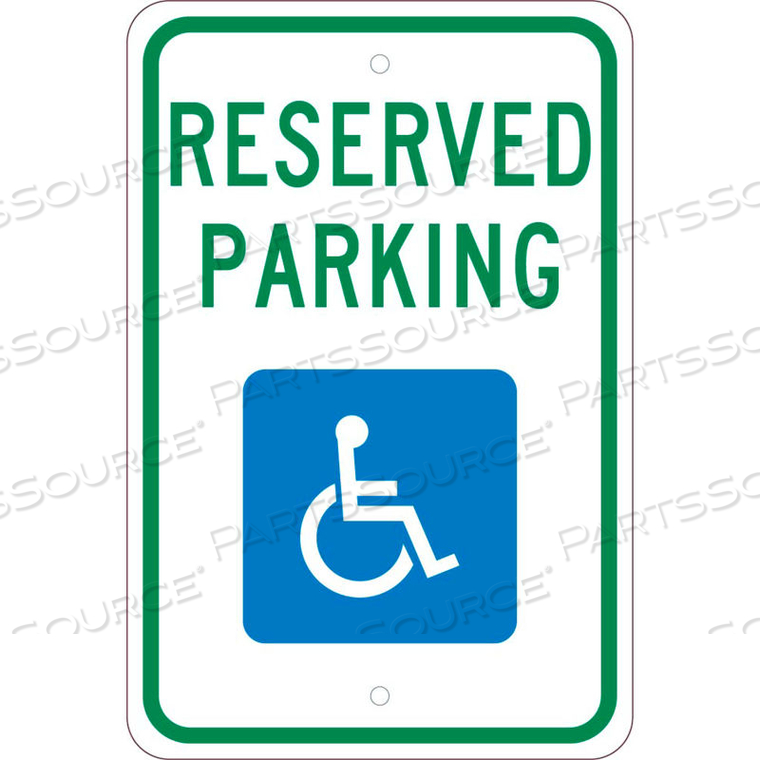 NMC TRAFFIC SIGN, RESERVED HANDICAPPED PARKING, 18" X 12", WHITE by National Marker Company