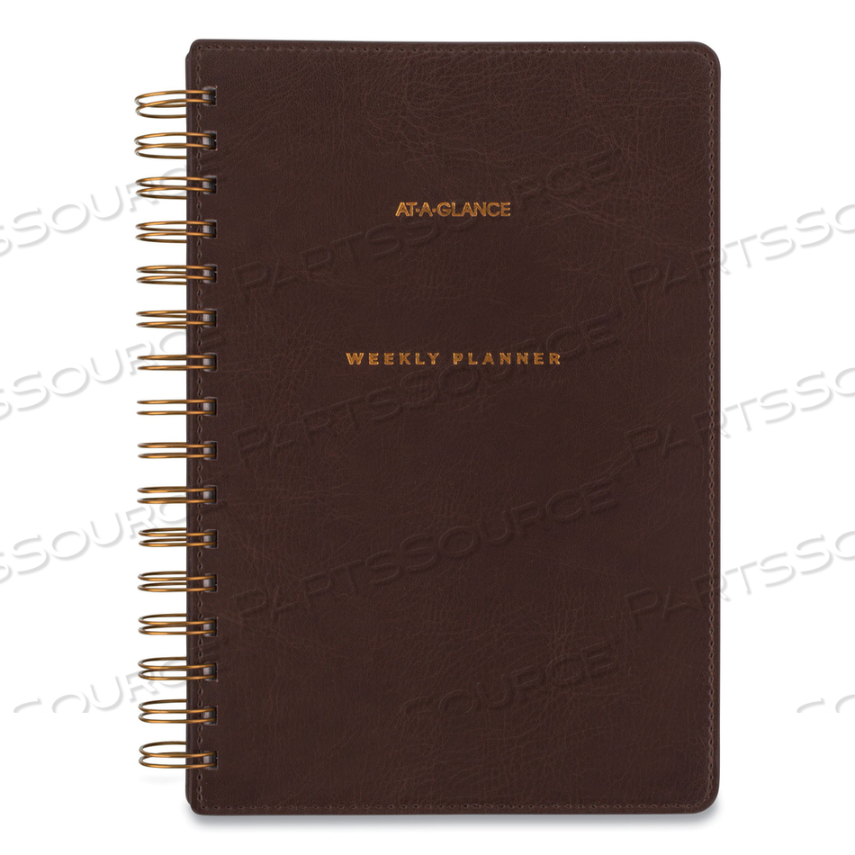 SIGNATURE COLLECTION DISTRESSED BROWN WEEKLY MONTHLY PLANNER, 8.5 X 5.5, BROWN COVER, 13-MONTH (JAN TO JAN): 2023 TO 2024 