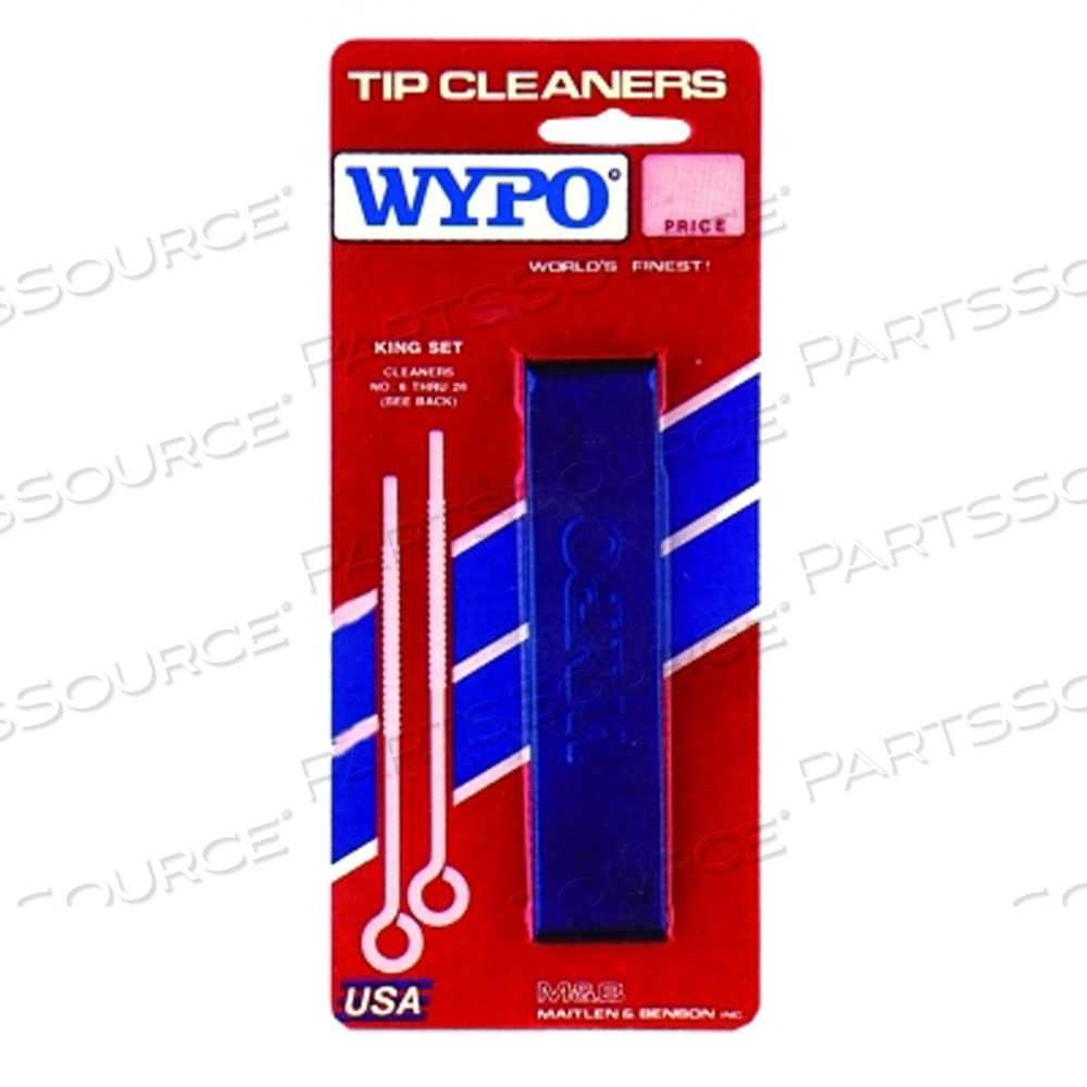 TIP CLEANER SET, KING, SIZES 6 TO 26, INCLUDES 13 EXTRA LONG CLEANERS WITH CASE/FILE, SKIN PACKED by Wypo TIP CLEANER SET, KING, SIZES 6 TO 26, INCLUDES 13 EXTRA LONG CLEANERS WITH CASE/FILE, SKIN PACKED by Wypo