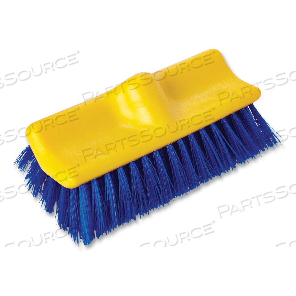 BI-LEVEL DECK SCRUB BRUSH, BLUE POLYPROPYLENE BRISTLES, 10" BRUSH, 10" PLASTIC BLOCK, THREADED HOLE by Rubbermaid Medical Division