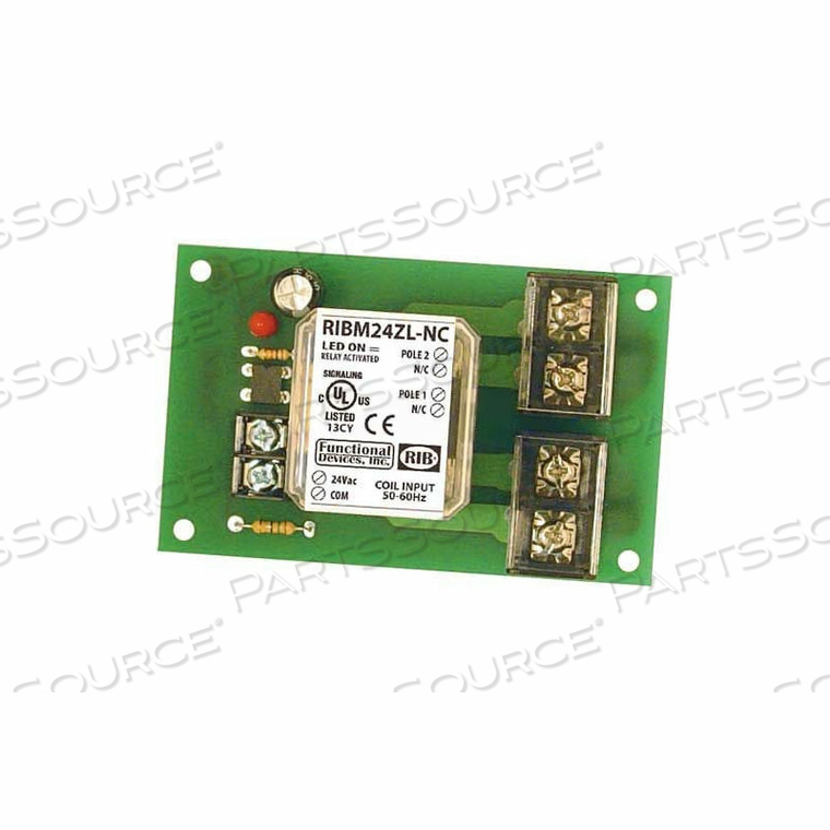 PANEL RELAY, 4" X 2.35", 30A, DPST-NC, 24VAC/DC by RIB