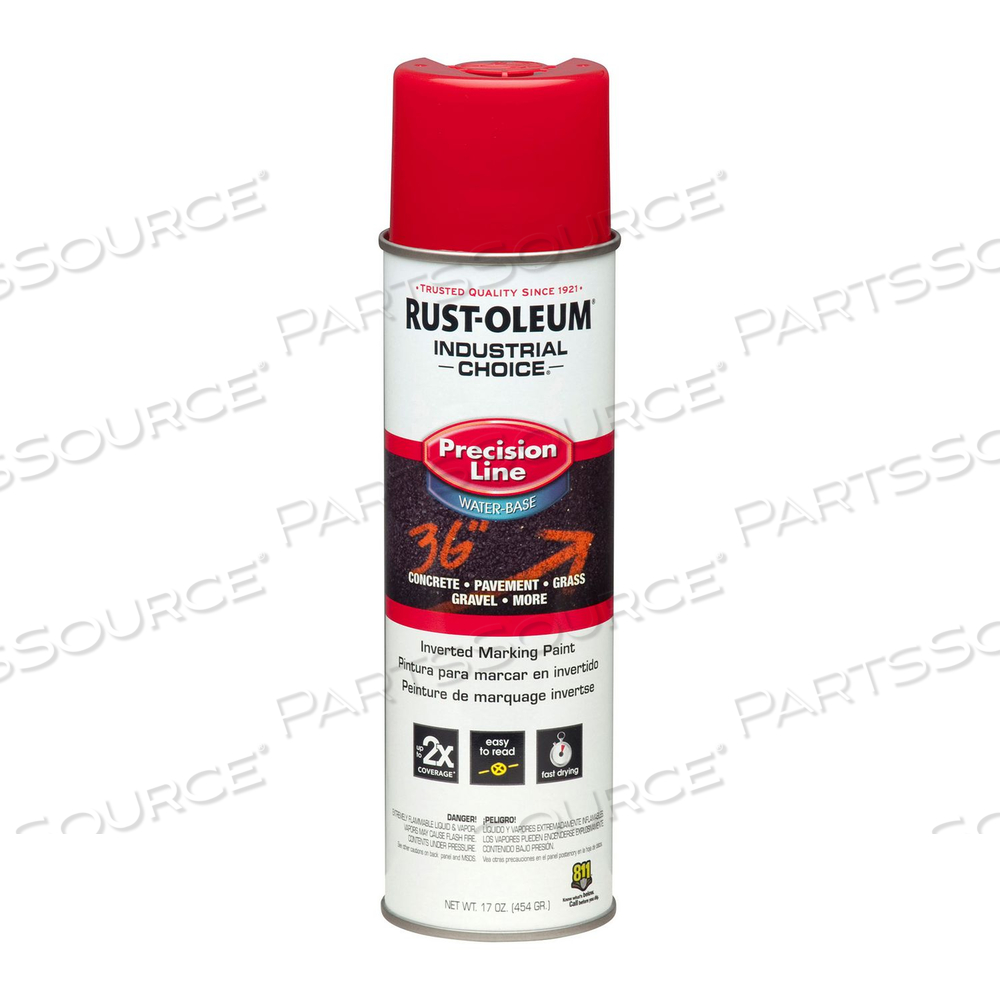 INDUSTRIAL CHOICE M1800 SYSTEM WATER-BASED PRECISION LINE MARKING PAINT, FLAT SAFETY RED, 17 OZ AEROSOL CAN by Rust-Oleum