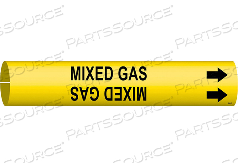 PIPE MARKER MIXED GAS Y 2-1/2 TO3-7/8 IN by Brady Americas