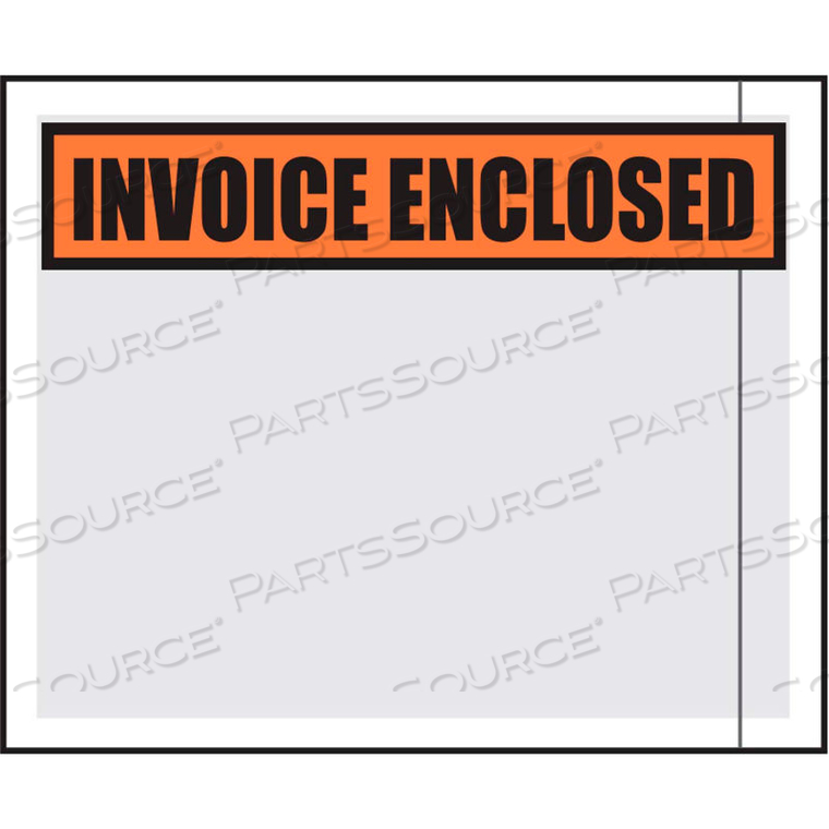 PACKING LIST ENVELOPES - "INVOICE INCLOSED" 4-1/2" X 5-1/2" ORANGE - 1000/CASE 