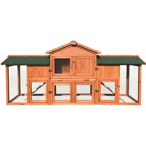 HANOVER OUTDOOR WOODEN ELEVATED RABBIT HUTCH WITH RAMP, RUN, WATERPROOF ROOF AND REMOVABLE TRAY by Almo HANOVER OUTDOOR WOODEN ELEVATED RABBIT HUTCH WITH RAMP, RUN, WATERPROOF ROOF AND REMOVABLE TRAY by Almo