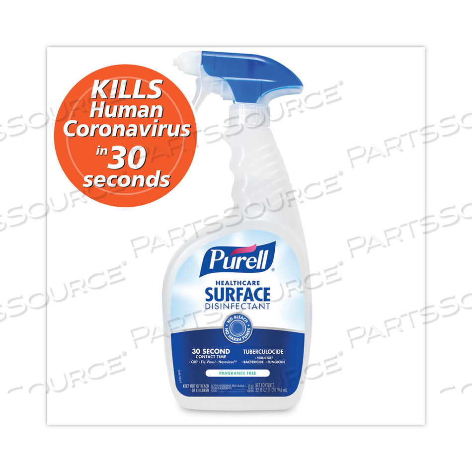 HEALTHCARE SURFACE DISINFECTANT, FRAGRANCE FREE, 32 OZ SPRAY BOTTLE by Purell HEALTHCARE SURFACE DISINFECTANT, FRAGRANCE FREE, 32 OZ SPRAY BOTTLE by Purell
