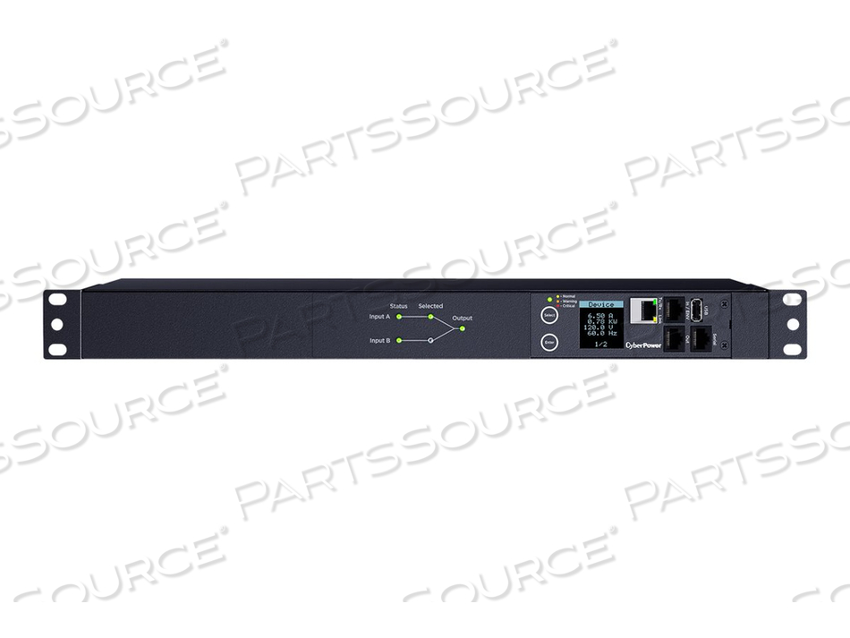 SWITCHED ATS PDU44002, POWER DISTRIBUTION UNIT (RACK-MOUNTABLE), AC 100-120 V, 1-PHASE, ETHERNET, SERIAL, INPUT: 2 X NEMA L5-20P, OUTPUT CON by CyberPower SWITCHED ATS PDU44002, POWER DISTRIBUTION UNIT (RACK-MOUNTABLE), AC 100-120 V, 1-PHASE, ETHERNET, SERIAL, INPUT: 2 X NEMA L5-20P, OUTPUT CON by CyberPower