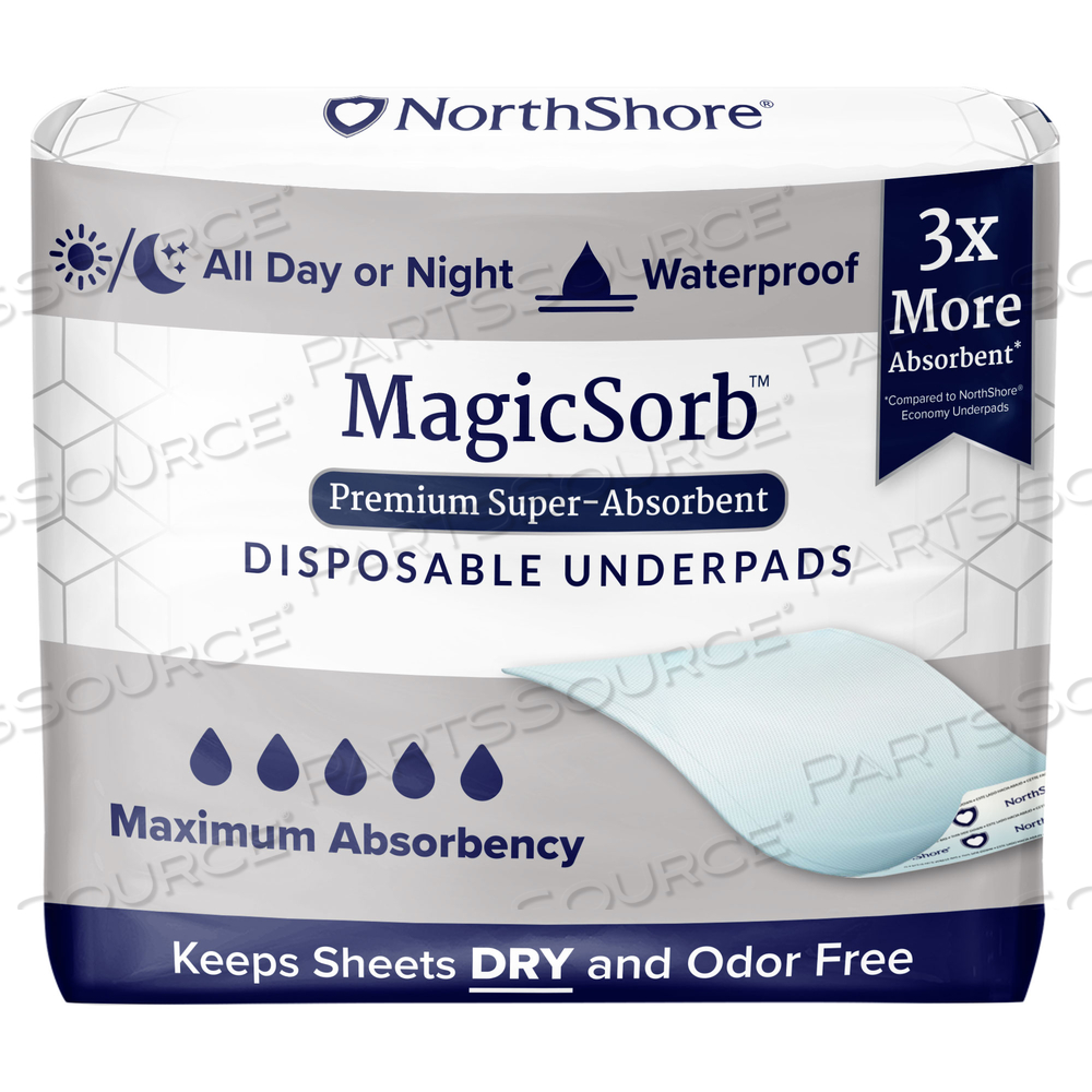 MAGICSORB UNDERPADS, WHITE, X-LARGE by NorthShore Care Supply