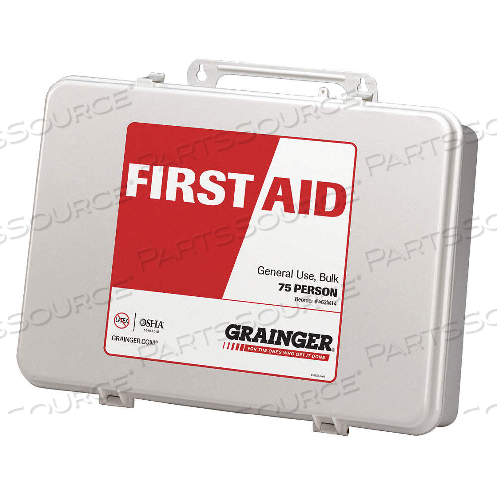 FIRST AID KIT AND HOUSING, GEN PURPOSE, 75 PEOPLE SERVED, 200 COMPONENTS, PLASTIC by Approved Vendor
