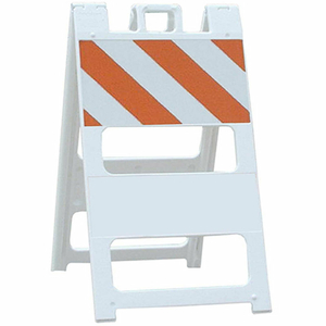 ALL PLASTIC MAINTENANCE FREE TYPE I TRAFFIC BARRICADE, WHITE, FOLDABLE by Plasticade