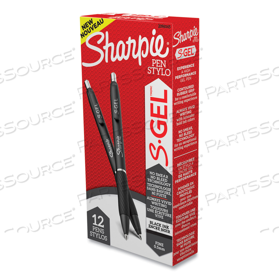 S-GEL HIGH-PERFORMANCE GEL PEN, RETRACTABLE, FINE 0.5 MM, BLACK INK, BLACK BARREL by Sharpie S-GEL HIGH-PERFORMANCE GEL PEN, RETRACTABLE, FINE 0.5 MM, BLACK INK, BLACK BARREL by Sharpie
