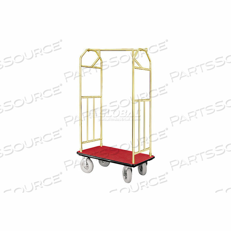 BELLMAN HOTEL CART 35X24 SATIN BRASS WITH BURGUNDY CARPET & PNEU. WHEELS by Glaro Products Inc BELLMAN HOTEL CART 35X24 SATIN BRASS WITH BURGUNDY CARPET & PNEU. WHEELS by Glaro Products Inc
