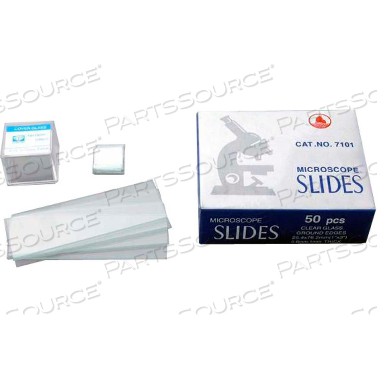 AMSCOPE 50 PCS. PRE-CLEANED BLANK GLASS MICROSCOPE SLIDES AND 100 PCS. SQUARE COVER SLIPS by United Scope