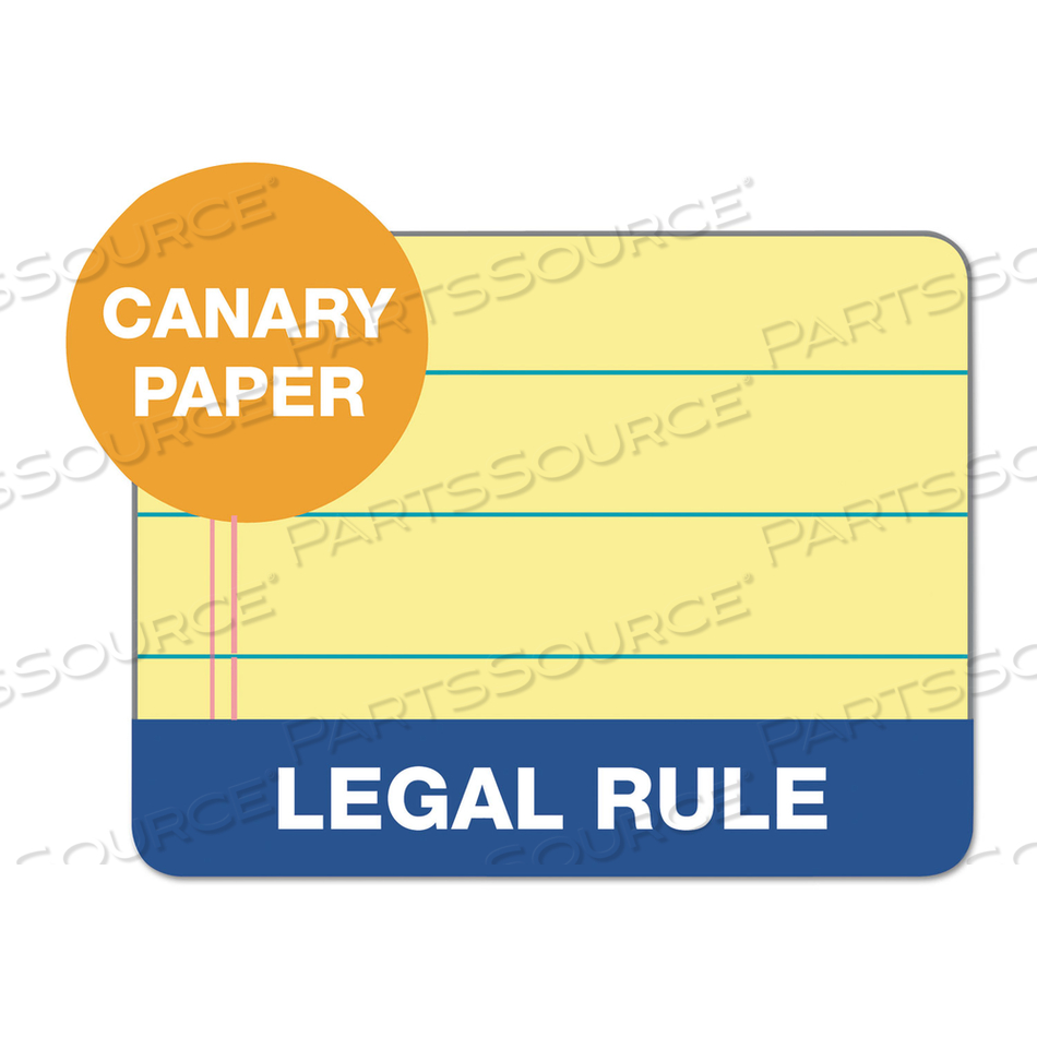 "THE LEGAL PAD" GLUE TOP PADS, WIDE/LEGAL RULE, 50 CANARY-YELLOW 8.5 X 11 SHEETS by Tops