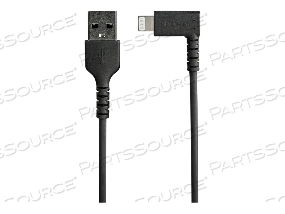 3FT (1M) DURABLE USB A TO LIGHTNING CABLE, BLACK 90¦ RIGHT ANGLED HEAVY DUTY RUGGED ARAMID FIBER USB TYPE A TO LIGHTNING CHARGING/SYNC CORD, by StarTech.com Ltd. 3FT (1M) DURABLE USB A TO LIGHTNING CABLE, BLACK 90¦ RIGHT ANGLED HEAVY DUTY RUGGED ARAMID FIBER USB TYPE A TO LIGHTNING CHARGING/SYNC CORD, by StarTech.com Ltd.