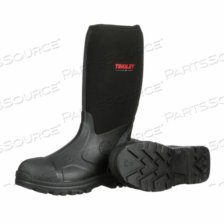 BADGER NEOPRENE BOOTS, PLAIN TOE, UPPER RUBBER SOLE, STEEL SHANK, 15"H, BLK, SIZE 8 