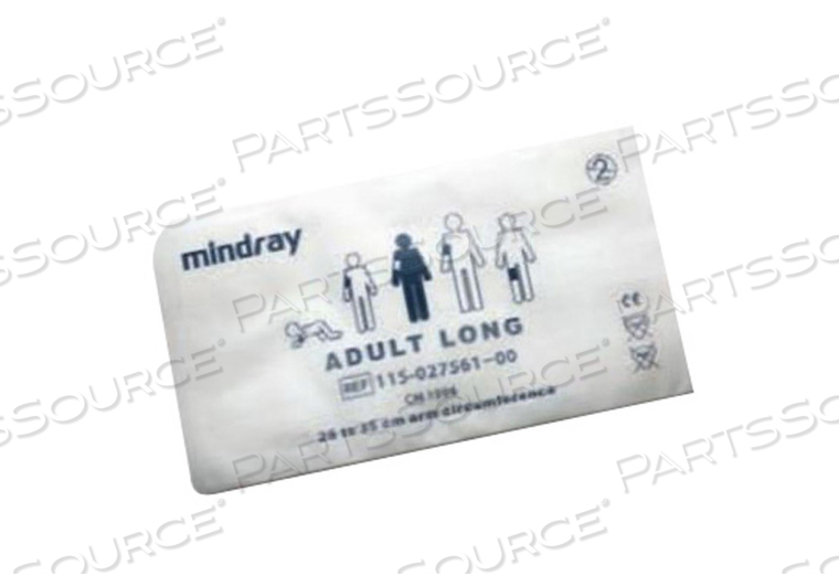 DISPOSABLE NON INVASIVE BLOOD PRESSURE CUFF, NYLON, WHITE, ADULT PATIENT, 25 TO 35 CM CUFF, QUICK CONNECT, ARM TARGET, MEDIUM, LONG by Mindray North America