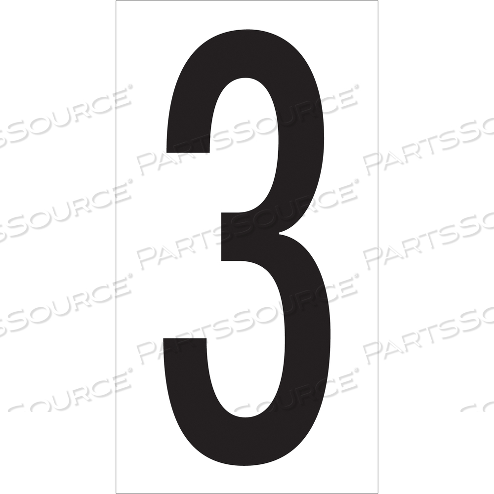 VINYL WAREHOUSE NUMBER LABELS, "3", 3 1/2", BLACK/WHITE, 50/CASE by BOX Partners (Box Acquisitions, LLC)