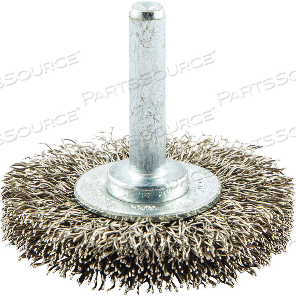 WIRE WHEEL BRUSH, CRIMPED STAINLESS STEEL, 2 IN DIA X 3/8 IN WD, 1/4 IN SHANK by Approved Vendor WIRE WHEEL BRUSH, CRIMPED STAINLESS STEEL, 2 IN DIA X 3/8 IN WD, 1/4 IN SHANK by Approved Vendor