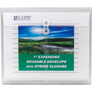 BIODEGRADABLE REUSABLE POLY ENVELOPE W/STRING CLOSURE, SIDE LOAD, CLEAR, 25/SET by C-Line