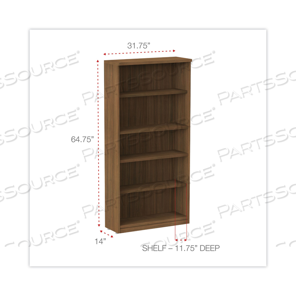 ALERA VALENCIA SERIES BOOKCASE, FIVE-SHELF, 31.75W X 14D X 64.75H, MODERN WALNUT by Alera