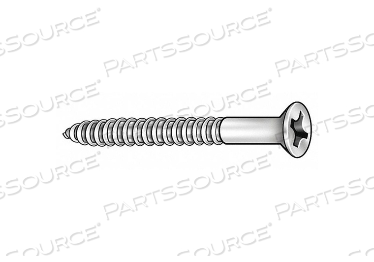 WOOD SCREW, #7 SIZE, 1 1/4 IN LG, STEEL, ZINC PLATED, FLAT, PHILLIPS, ASME B18.6.1 by Fabory