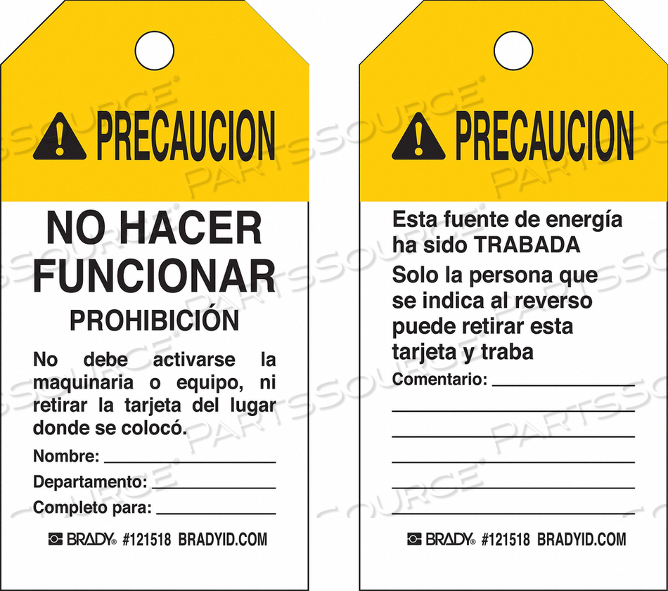 CAUTION TAG 5-3/4INH METAL GROMMET PK25 by Brady Americas CAUTION TAG 5-3/4INH METAL GROMMET PK25 by Brady Americas