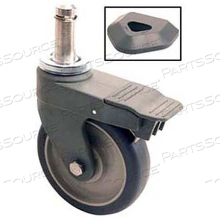 METRO 5PCBX 5" POLYURETHANE SWIVEL/BRAKE STEM CASTER FOR METROMAX INDUSTRIAL PLASTIC SHELVING RACKS by Intermetro Industries (Emerson)