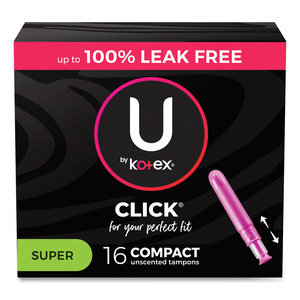 U BY KOTEX CLICK COMPACT TAMPONS, SUPER ABSORBENCY, 16/PACK, 8 PACKS/CARTON by Kotex