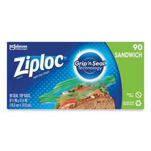 RESEALABLE SANDWICH BAGS, 1.2 MIL, 6.5" X 5.88", CLEAR by Ziploc