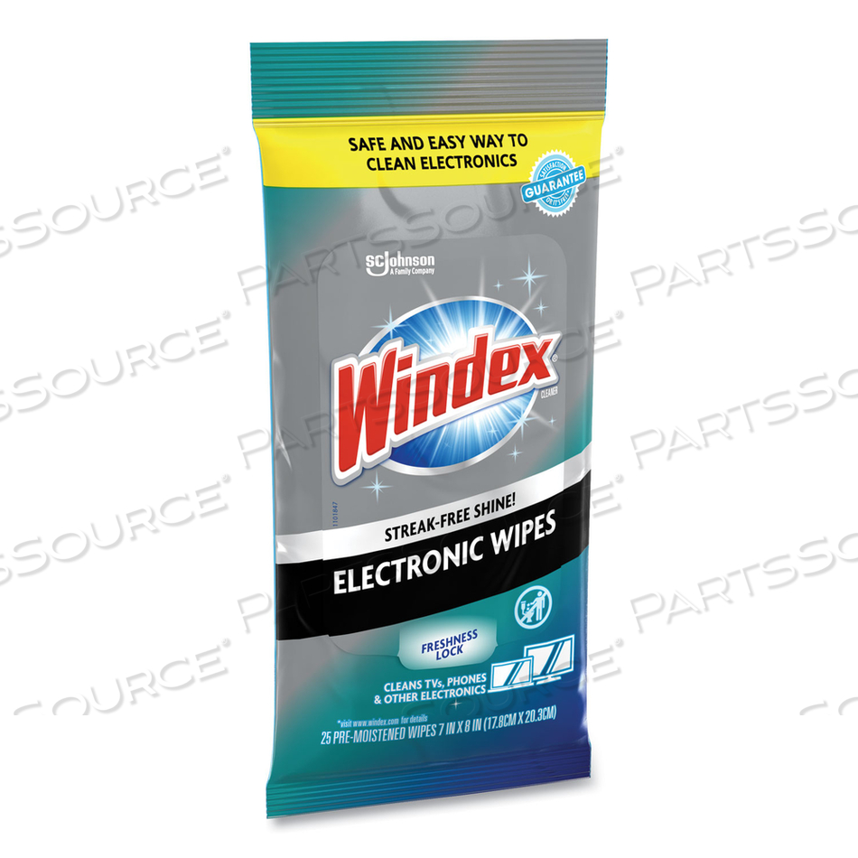 ELECTRONICS CLEANER, 7 X 10, NEUTRAL SCENT, 25 WIPES by Windex