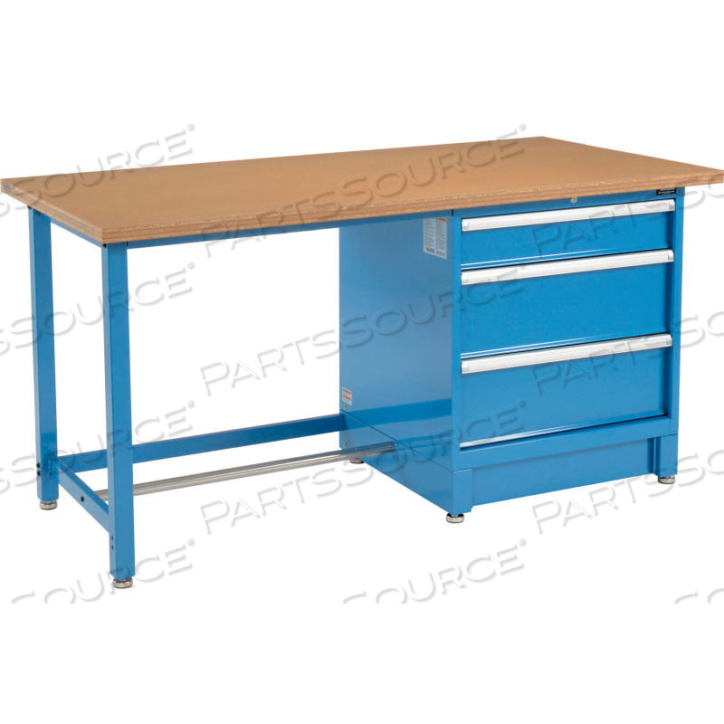 72"W X 30"D MODULAR WORKBENCH WITH 3 DRAWERS - SHOP TOP SQUARE EDGE - BLUE by Approved Vendor