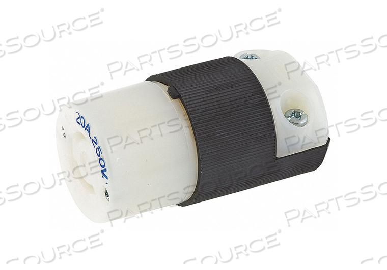LOCKING CONNECTOR, 20A, 250V, 2P 2W NYLON BLACK/WHITE by Hubbell Incorporated, Wiring Device-Kellums